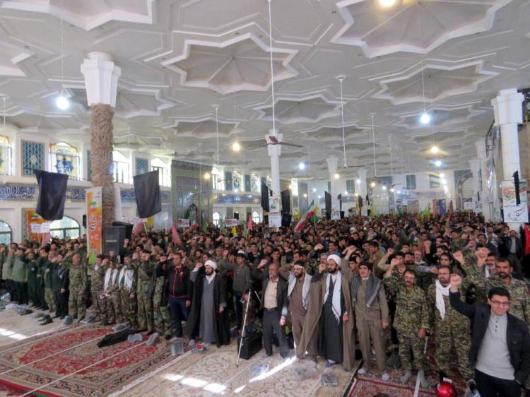 نمایش اقتدارپنج هزاربسیجی شیعه واهل سنت باعنوان لبیک یا حسین(ع) درتربت جام